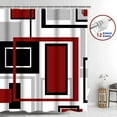 thumbnail image 3 of FRAMICS Red Black Geometric Shower Curtain and Rug Sets, 16 Pc Modern Abstract Bathroom Sets, Waterproof Fabric Shower Curtain with 12 Hooks and Toilet Rugs, 3 of 9