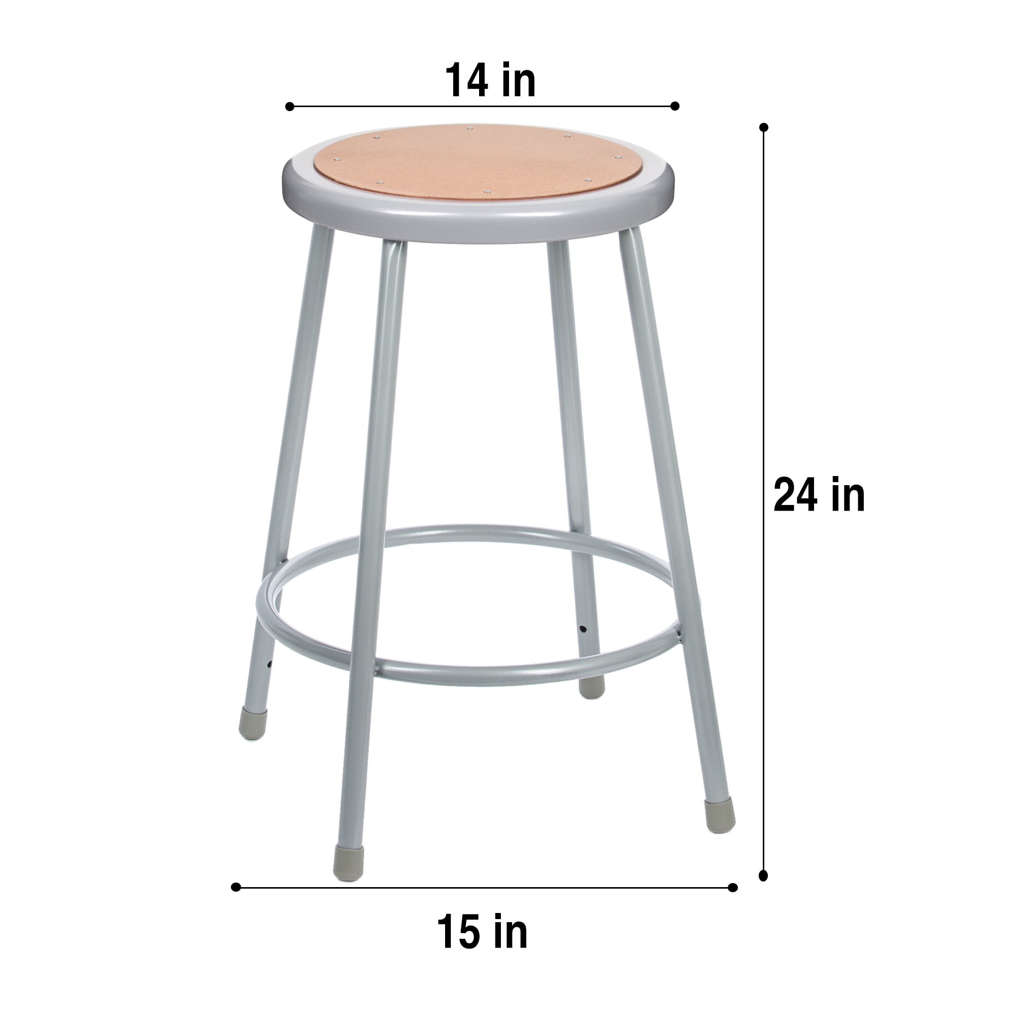 Hampden Furnishings Flynn Collection 24" Masonite/Steel Stool, Grey, Pack of 2