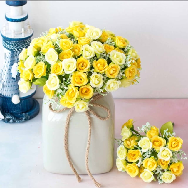 Xihbxyly Almacén de Liquidación Algas Artificiales Florales, Rosa de Diamante, 7 Tenedores, 21 Cabezas, Decoración Del Hogar, Flores de Plástico