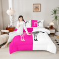 thumbnail image 4 of Homewish Teenagers Animal Zebra Bedding Comforter Set 2pcs,Abstract Geometric Stripes Twin Comforter Sets Microfiber,Black Pink White Breathable Bedding Set,Ultra Soft Home Decor,Reversible, 4 of 8