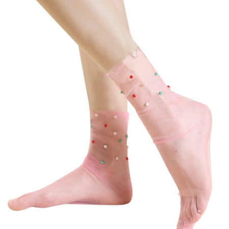 

Heiheiup Women s Sexy Fashion Silk Stockings Socks Breathable Lace Socks Solid Color Socks Womens Tube Socks