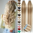 thumbnail image 2 of SEGO Blonde Tape in Hair Extensions 100% Real Remy Human Hair Long Straight Silky Thick Hair Gold Hair Acessories Black/Pink/Purple/Red Hair, 2 of 9