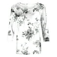 thumbnail image 5 of Babysbule Printed Loose 3/4 Sleeves Round Neck Casual Blouses & Tops Women's, 5 of 5