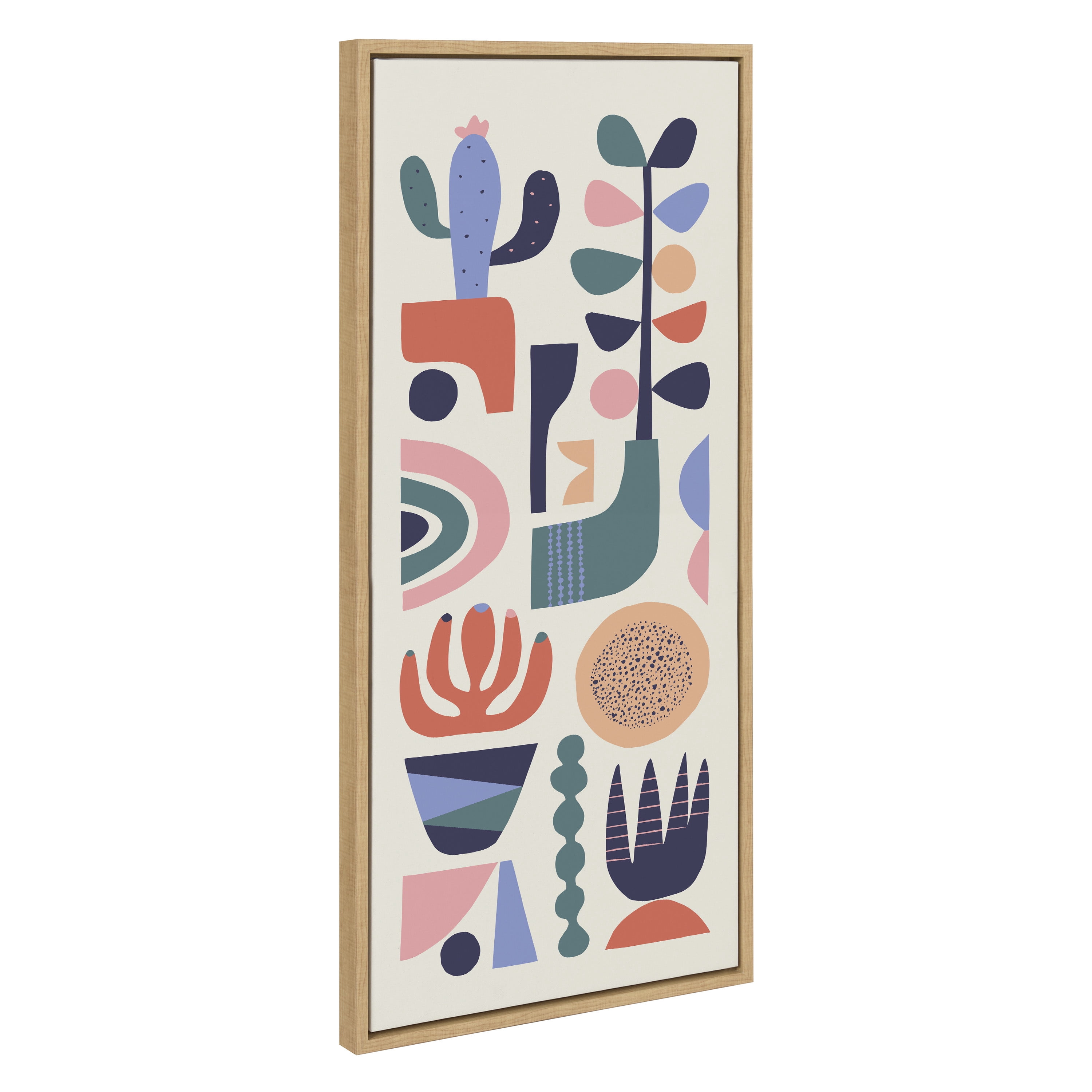 Kate and Laurel Sylvie Mid Century Succulents Framed Canvas Wall Art by Rachel Lee of My Dream Wall 18x40 Natural Southwestern Cactus Art for Wall