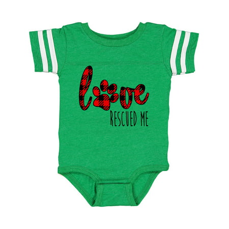 

Inktastic Love Rescued Me Paw Print in Plaid Gift Baby Boy or Baby Girl Bodysuit