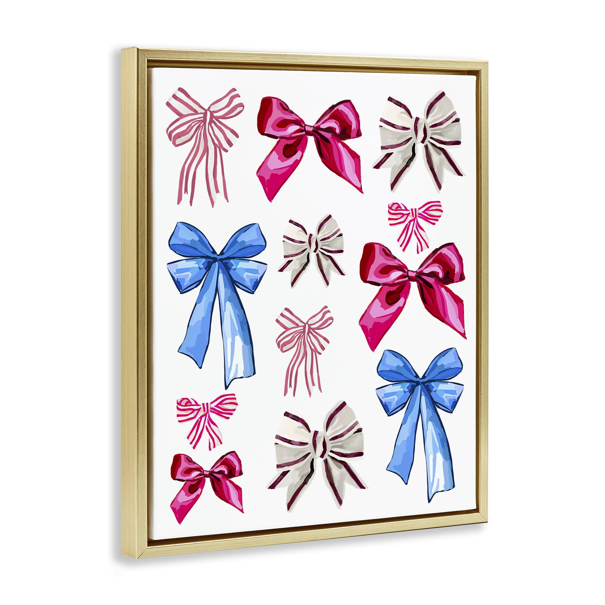 Stupell Industries Varied Fashion Ribbons Beauty & Fashion Painting Gold Floater Framed Art Print Wall Art, 25 x 31
