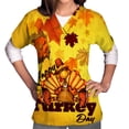 thumbnail image 4 of Pntutb Blusa de manga corta con cuello en V para mujer con bolsillos Pntutb Pntutb-3652, 4 of 4