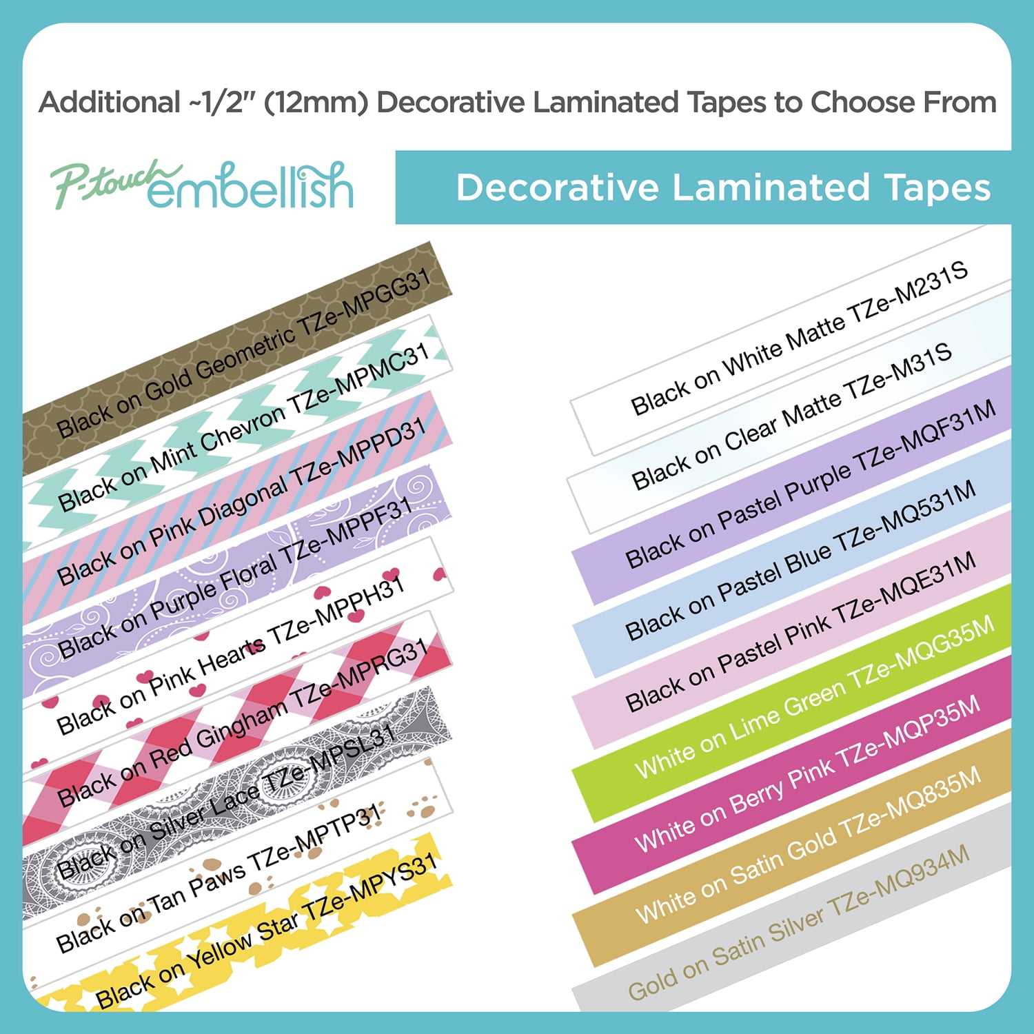 P-touch Embellish Washi Tape – 3 Pack Pink
