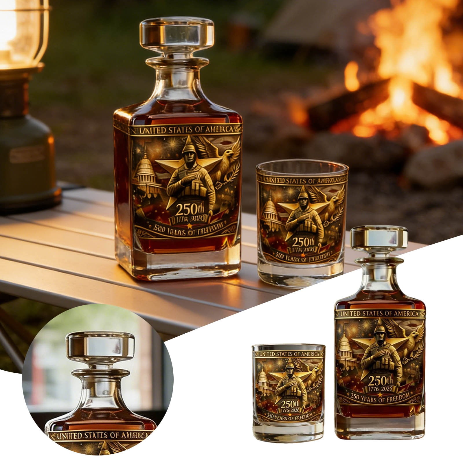 USA 250th Anniversary Bottle America 250th Anniversary Bottle Glass , Father's Day For Liquor Or Cup, We The People 250 Anniversarys Decanter For Scotch Bourbon