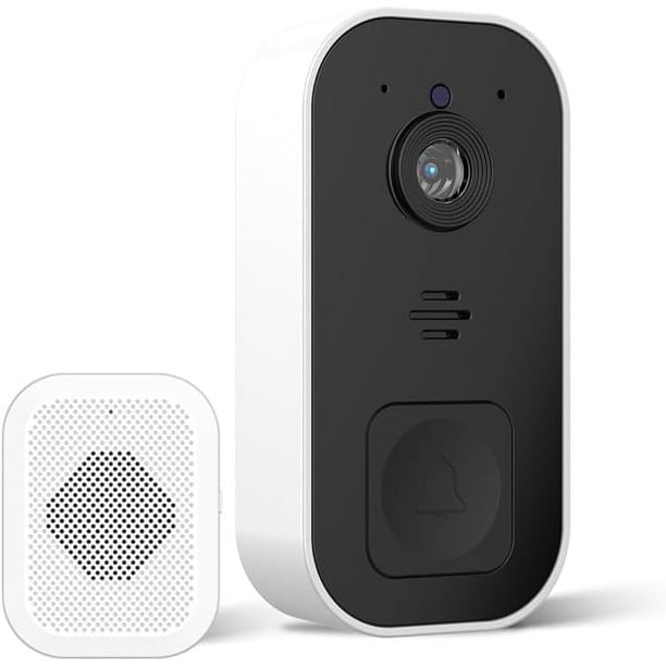 Cámara de campana inalámbrica WiFi, campana de video de seguridad inteligente, campana de intercomunicación HD, campana recargable del hogar con máquina interna Ding-dong (blanco)