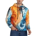 thumbnail image 2 of Pofeuu Red And Blue Waves Print Mens Casual Hooded Collar Drawstring Hoodies Pullover Sweatshirts Casual Long Sleeve Shirts-X-Large, 2 of 7
