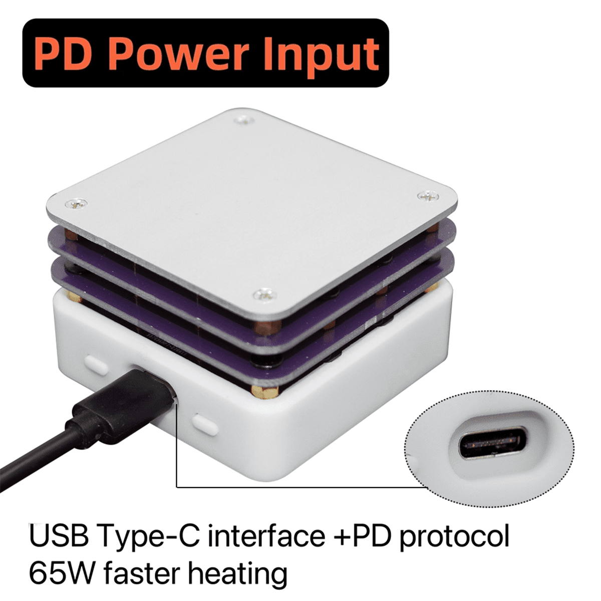PD 65W Mini Hot Plate Preheater LED Display PCB Board Soldering Heating Plate Preheating Platform Repair Tools-B,1 x Hot Plate Preheater 3 x Clean Sponge 1 x Soldering Iron Bracket,White