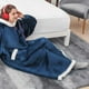 thumbnail image 4 of Manta de franela superlarga con mangas para hombre y mujer, Sudadera con capucha de invierno, jersey de lana gigante, manta de Tv de gran tamaño, 4 of 4
