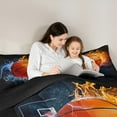 thumbnail image 5 of Manfei Basketball Game 7-Piece Bedding Comforter Set,Ball Sport King Bedding Sets,Orange Blue Black Bed Sheets For Girls Kids,Super Cozy Room Decor Reversible, 5 of 9