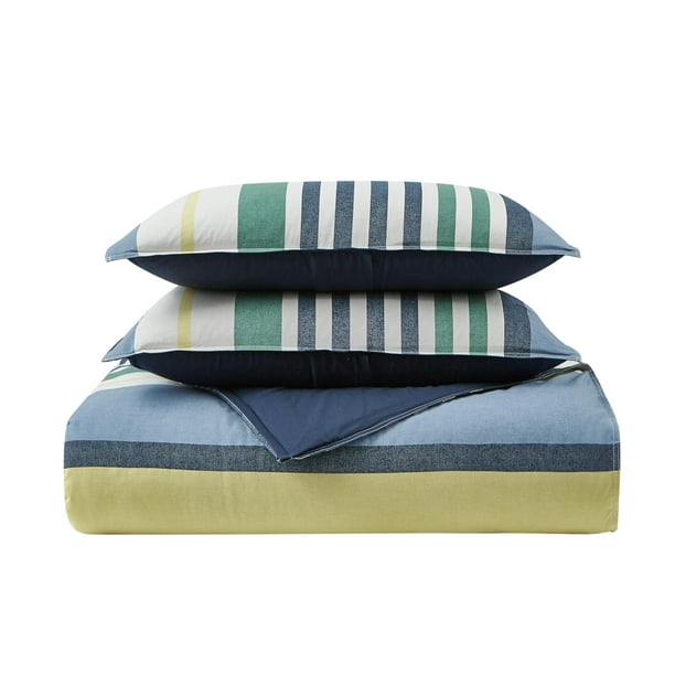 Set de edredón Nautica Dover de algodón azul tamaño queen con fundas