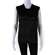 Angle View: Pre-owned|Dolce and Gabbana Womens Metallic Color Block Sweater Vest Black Gold Size IT 46