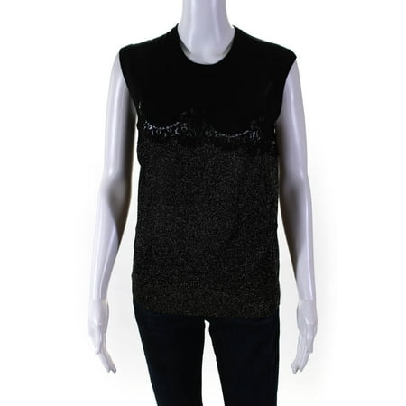 Pre-owned|Dolce and Gabbana Womens Metallic Color Block Sweater Vest Black Gold Size IT 46