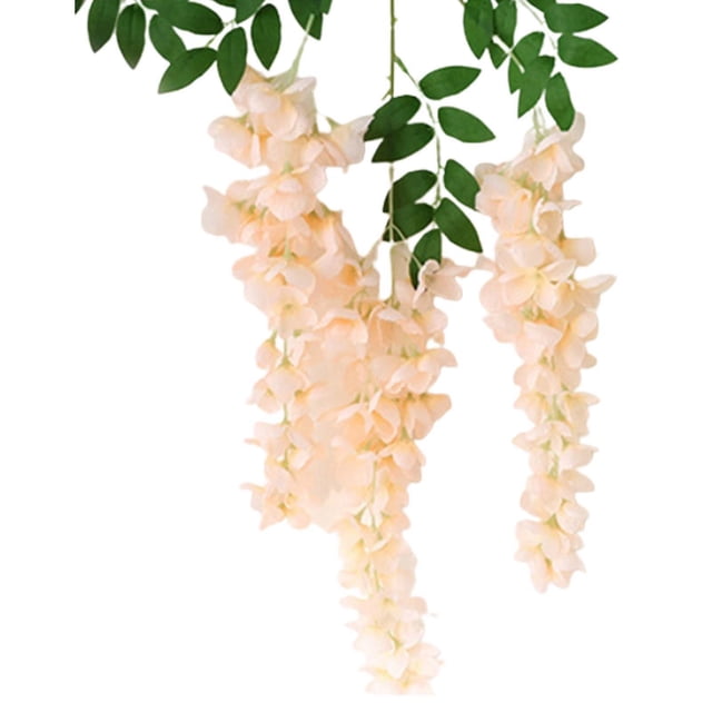 Simulación de flores de glicina ramas largas Flores de plástico Flores de seda Sala de estar interior colgante Flor Vides Foto Decoración