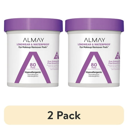 (2 pack) Almay Longwear and Waterproof Eye Makeup Remover Pads, 80 count