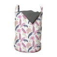 thumbnail image 1 of Nature Laundry Bag, Tropical Theme Exotic Banana Palm Leaves Patterns Summer Art, Hamper Basket with Handles Drawstring Closure for Laundromats, 13" x 19", Pink Navy Blue Rose, by Ambesonne, 1 of 4