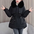 thumbnail image 5 of Christmas Gift Ofreoo Women's Winter Casual Loose Fashion Color Pocket Zippered Tops Reversible Long Cotton Coat Winter Coats for Women, 5 of 8