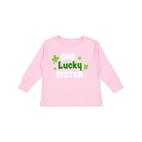 Inktastic One Lucky Sister with Shamrocks Girls Long Sleeve Toddler T-Shirt