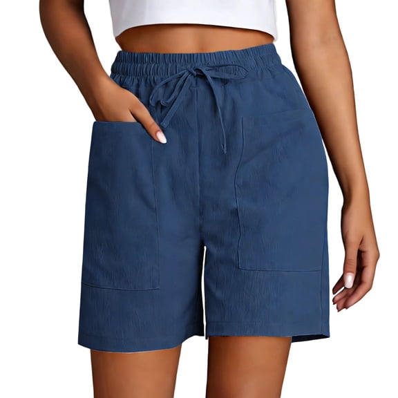 Afdoent Womens Shorts Casual Drawstring Shorts With Large Pockets Lightweight Comfortable Elastic Waist For Summer Outdoor Travel Fashion Vacation Clothes