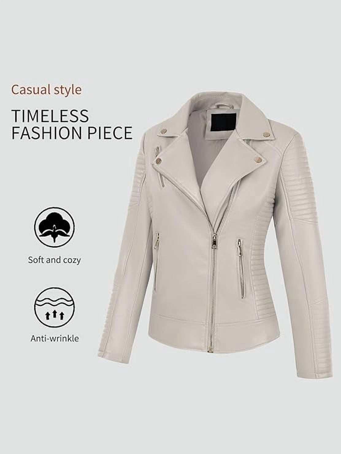 Giolshon Women's Faux Leather Jacket Moto Water Resistant Coat