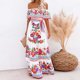 thumbnail image 1 of WILLBEST Vestidos Casuales Elegante Vestido Maxi Con Estampado Floral Rojo Y Hombros Descubiertos Para Mujer, 1 of 3