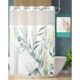 thumbnail image 2 of No Hook Shower Curtain with Snap in Liner, Eucalyptus Leaves Summer Plant Watercolor Hotel Shower Curtains for Bathroom, Washable Shower Curtain Liner Set with Mesh Top Window, 72"x72", 2 of 6