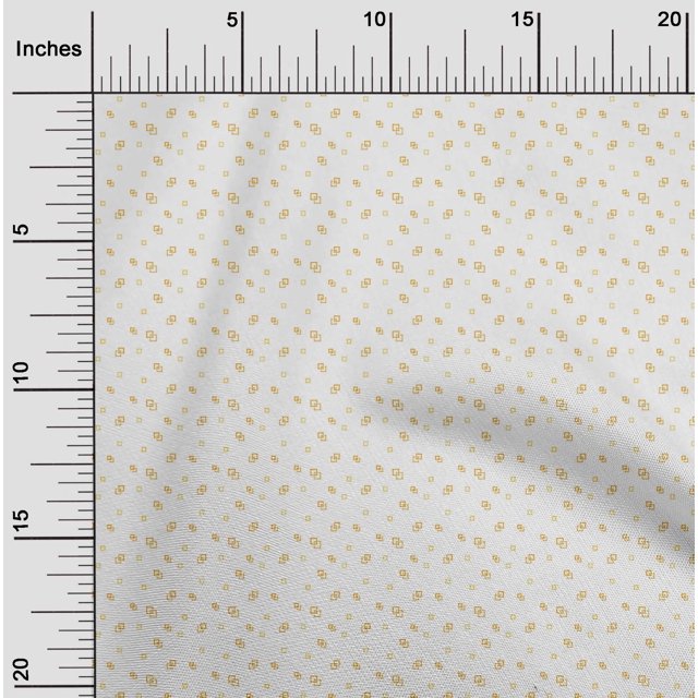 oneOone Georgette Viscose Mustard Yellow Fabric Square Shape Geometric Craft Projects Decor Fabric Printed By The Yard 42 Inch Wide