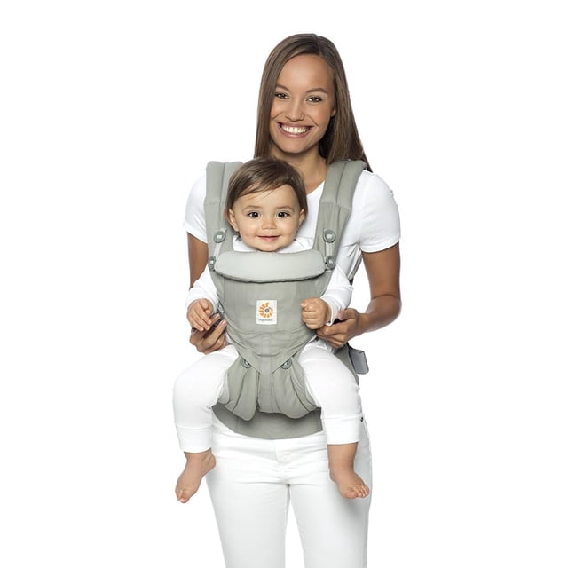 Ergobaby Omni 360 Portabebés para todas las posiciones para recién nacidos y niños pequeños con soporte lumbar (7-45 libras), gris perla, talla única (paquete de 1)