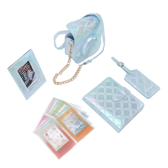 Accessories Kit for Mini 12 Instant Camera Case + Photo Album + Frames + Boarding Pass Shell + DIY Sticker, Square Plaid Embroidery Thread