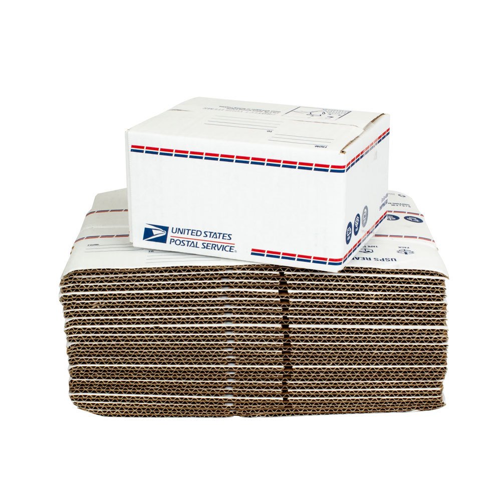 (20 Count) USPS Brand Recycled Shipping Boxes, 8L x 6W x 4H, White