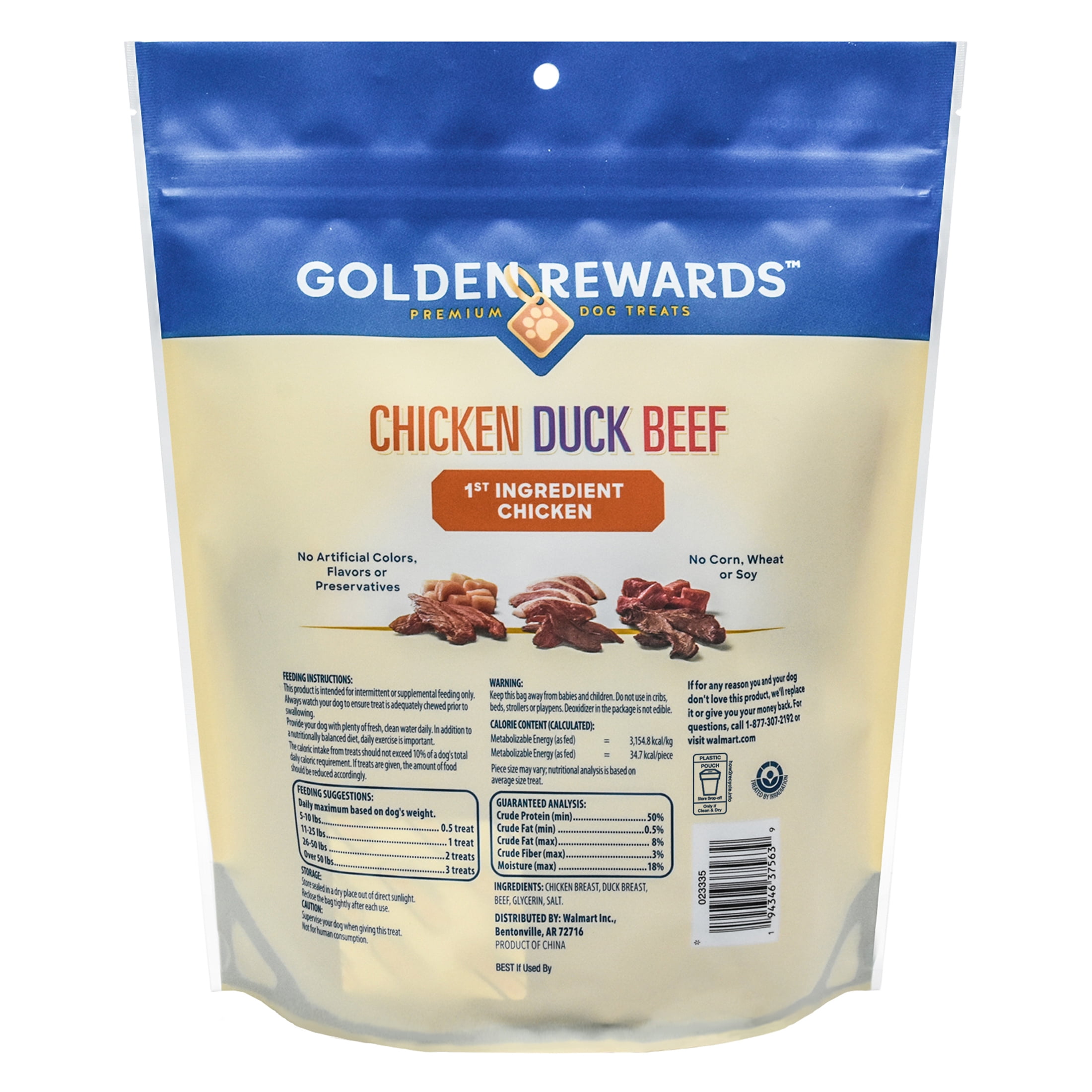 (6 pack) Golden Rewards Chicken, Duck and Beef Premium Variety Dry Jerky Treats for Dogs, 24 oz