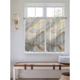 thumbnail image 6 of Tier Curtains 45 Inches Long, Marble Grey Window Treatment Curtain Drapes, Modern Gold Luxury Neutral Texture Small Curtain Drapes for Bathroom Laundry Room, 27.5"x45", 2 Panels, 6 of 7