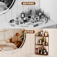 thumbnail image 4 of Corner Bathroom Counter Organizer, 3-Tier Wood Countertop Organizer for Perfume, Makeup Storage, Skincare Organizers for Vanity, Counter Corner Shelf for Kitchen, Bathroom, Dresser (Rustic Brown), 4 of 7