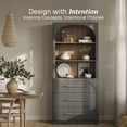 thumbnail image 4 of BELLEZE Display Storage Cabinet with Hutch, 72" Tall Wood Modern Bookshelf with 3 Drawers, Door Cabinet for Office, Study, Kitchen, Dining Living Room, Ebony, 4 of 7