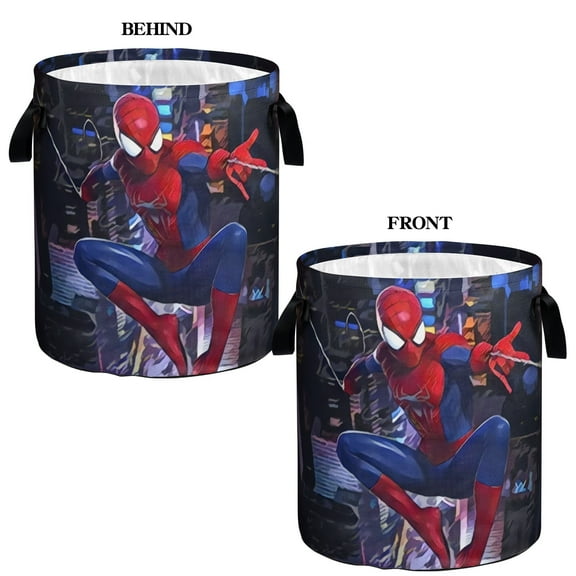 Large Laundry Basket with Handle, spider Collapsible Laundry Hamper, Dirty Clothes Storage Basket for Living Room, Bathroom, Bedroom, College Dorm 15.7*19.7IN