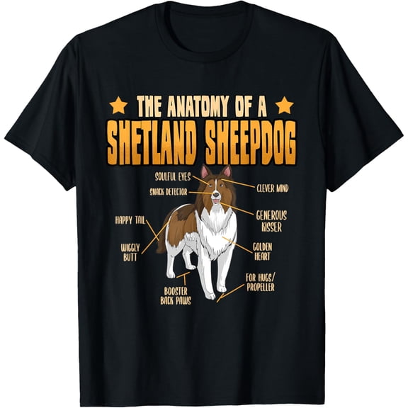 t-shirt Sheltie The Anatomy Of A Shetland Sheepdog Puppy Lovers T-Shirt mens,black,women,funny,journey,Crew Neck, Short Sleeve,printing