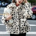 thumbnail image 3 of AOOCHASLIY Women Winter Coat Long Sleeved Leopard Patterned Faux Coat with Pockets Plush Short Coat, 3 of 4