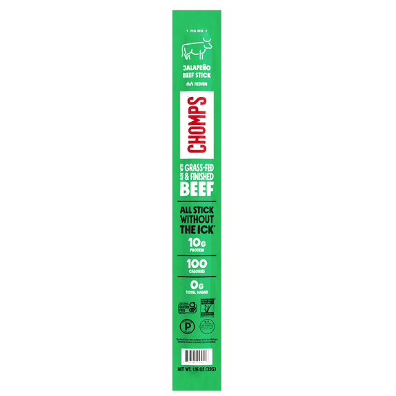 Chomps Grass-Fed and Finished Jalapeño Beef Snack Stick