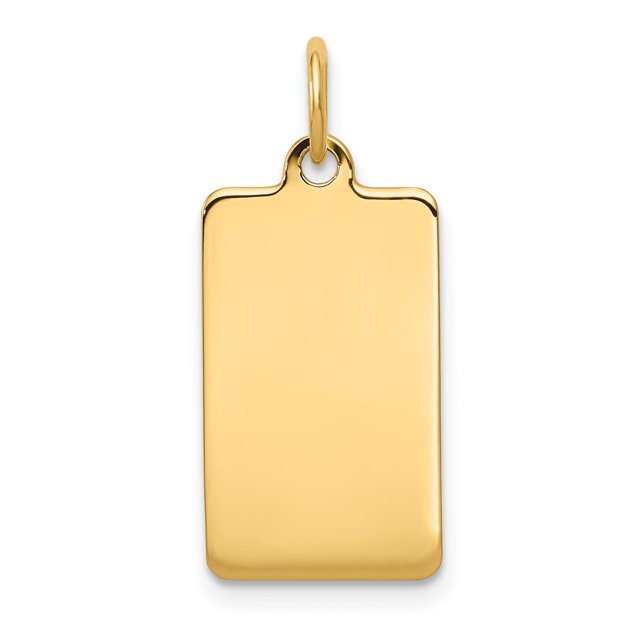 14k Plain .013 Gauge Rectangular Engravable Disc Charm XM286/13 (23mm x 11mm)