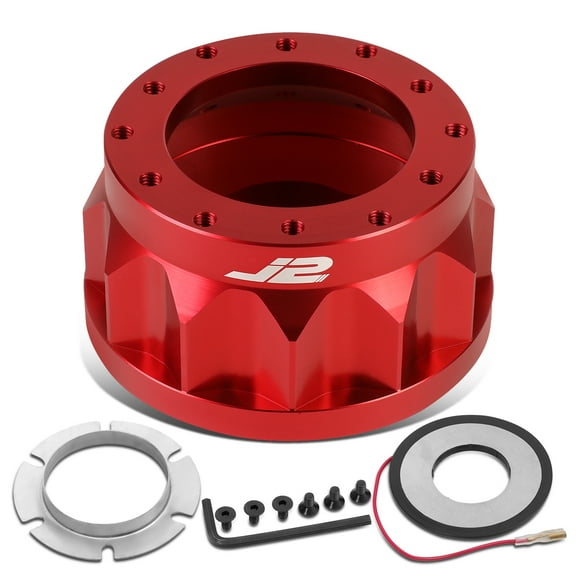 J2 Engineering J2-HUB-OH106-RD J2 For 1990 to 1996 Honda Accord Prelude 2" Red Billet Aluminum Gear Steering Wheel 6-Bolt Hub Adapter 91 92 93 94 95