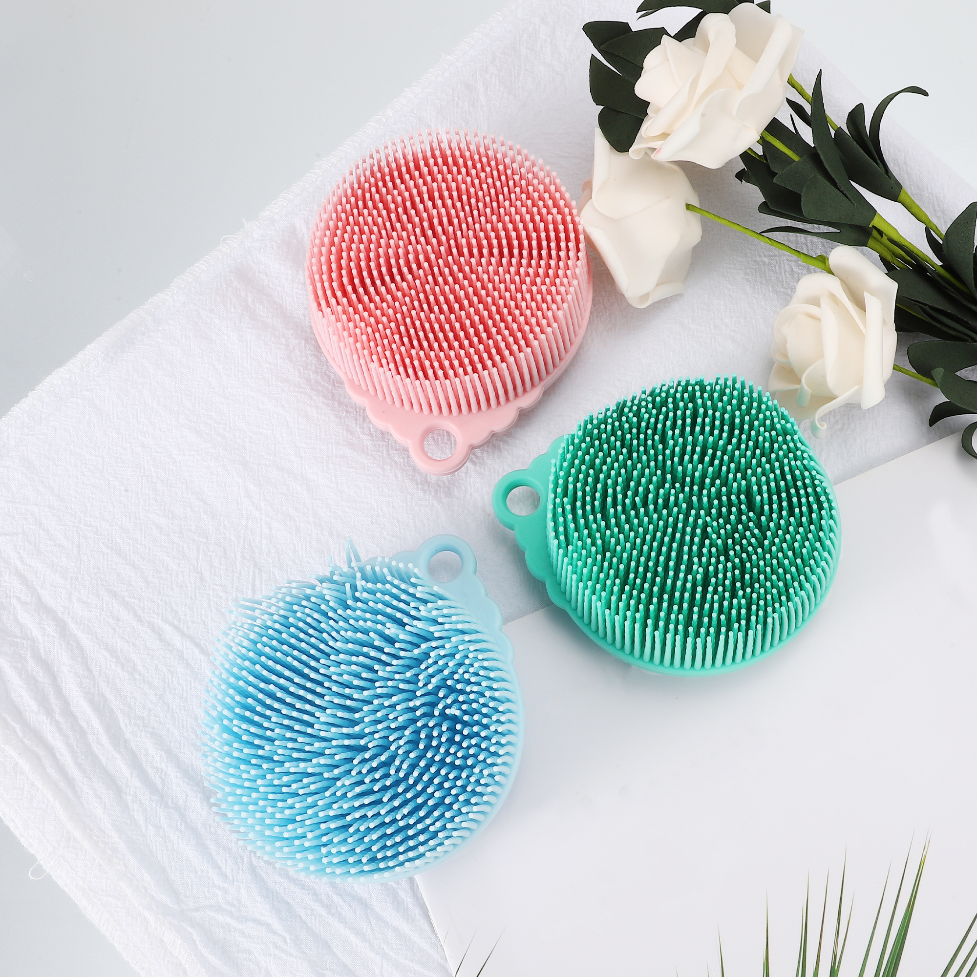 Unique Bargains Double Side BodyBack Scrubber Bath Brush Pink