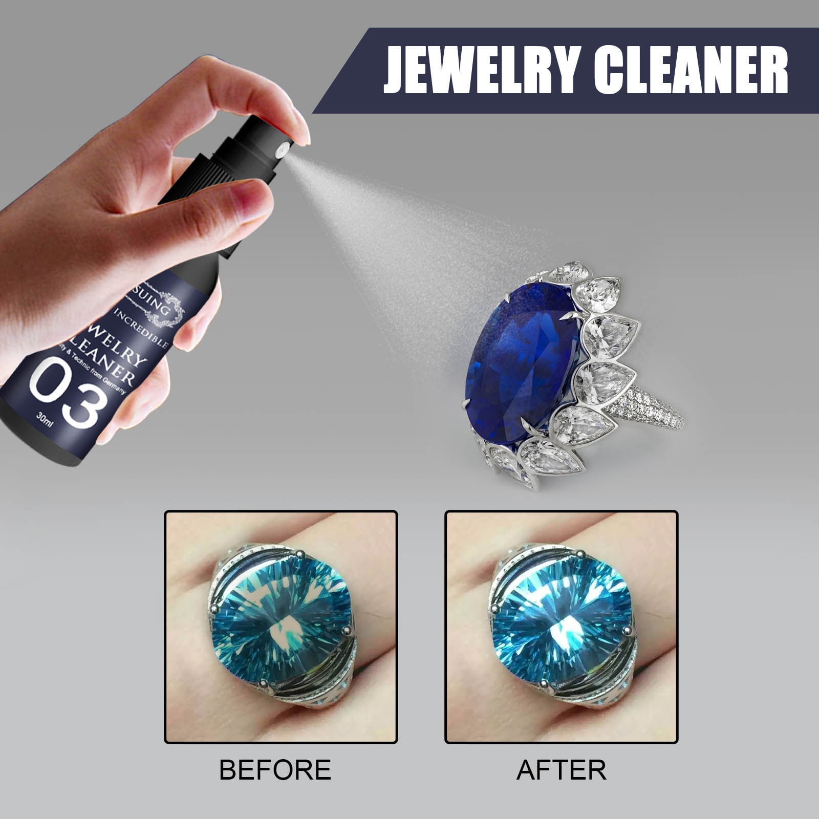 30ml Concentrate Jewelry Cleaning Spray Polishing Rust Remover Watch  Diamond Silver Gold Spray Cleaner Household Cleaning