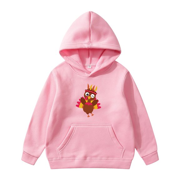 Big Girls Graphic Hoodie Thanksgiving Turkey Print Long Sleeved Children's Hoodie with Pocket Decorative Hoodie Pullovers Tops Size 13-14T,Red
