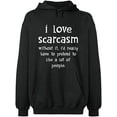thumbnail image 2 of OXI Hoodie Sweatshirt - I Love Scarcasm, Basic Casual Hoodie for Men's and Women Fleece Hoodie Long Sleeve - Dark Heather Small, 2 of 3