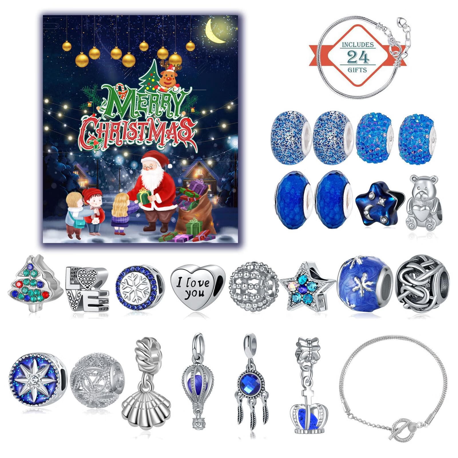 Christmas Bracelet Making Kit | Bracelet Advent Calendar Including 2  Bracelets & 22 Accessories | 24 Days Christmas Jewelry Gift Set, Gifts for  Kids with Exquisite Gift Box - Walmart.com