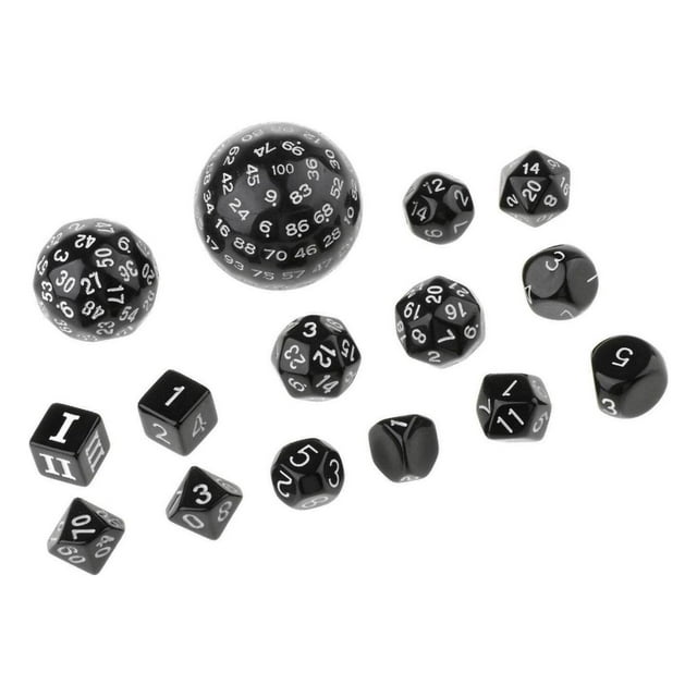 15Pieces Acrylique Multi Côté dés dés de Conseil pour Jeu de Rôle Jeu de Plateau Blanc